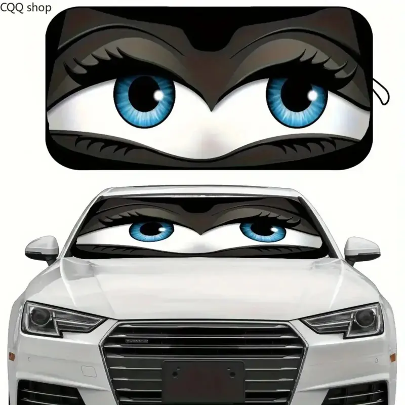 Cartoon Foldable Car Windshield Sunshade, UV Protection Automotive Accessory, Keep Vehicle Cool, Easy Installation Fits Most Cars Small SUVs
