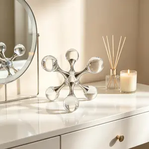 Modern Luxury Crystal Molecular Ball Decor, High Transparency Round Smooth Shine, Home Office Bookshelf Display Ornament, Glass Ornaments