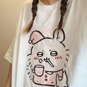 Chiikawa Hachiware Usagi Round Neck Pajamas Kawaii Summer Same Style for Men and Women T-shirt Summer Short Can Be Worn Outside