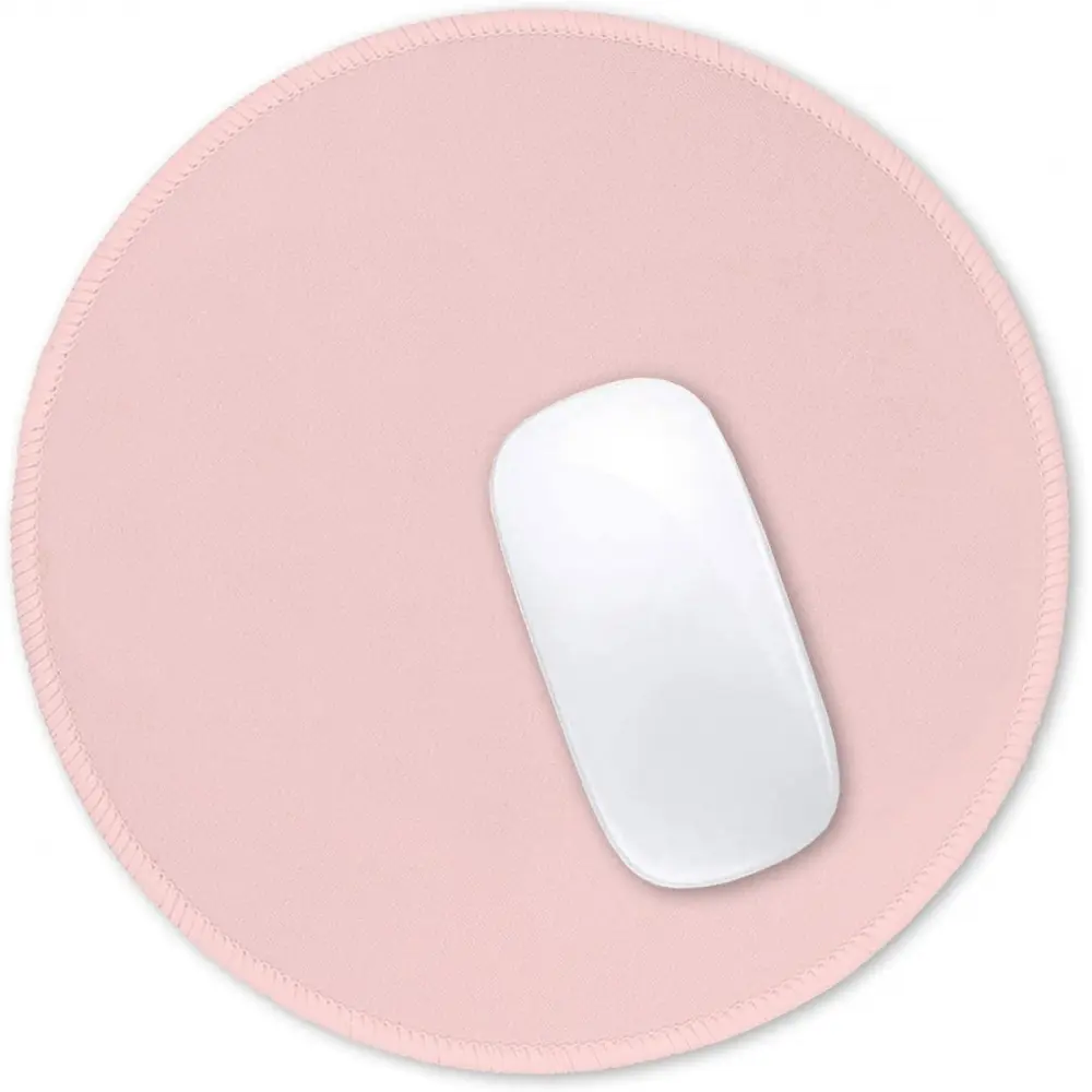 Simplicity Round Anti-Slip Gaming Mouse Pad, 8.7x8.7in Pink Premium-Textured Small Mat with Stitched Edge, Rubber Base, Waterproof, Easy-Clean for Office Gaming (Laptop Users), 8.7X8.7", Easy Cleanup