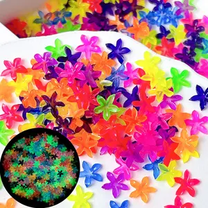 Premium Neon Jelly Starfish Nail Charms, Fluorescent 3D Cabochons for Manicure & Crafts，Fluorescent Mini Starfish Nail Art Decor, Jelly Transparent Small Starfish, DIY Cream Glue Phone Case Hair Clip Accessories