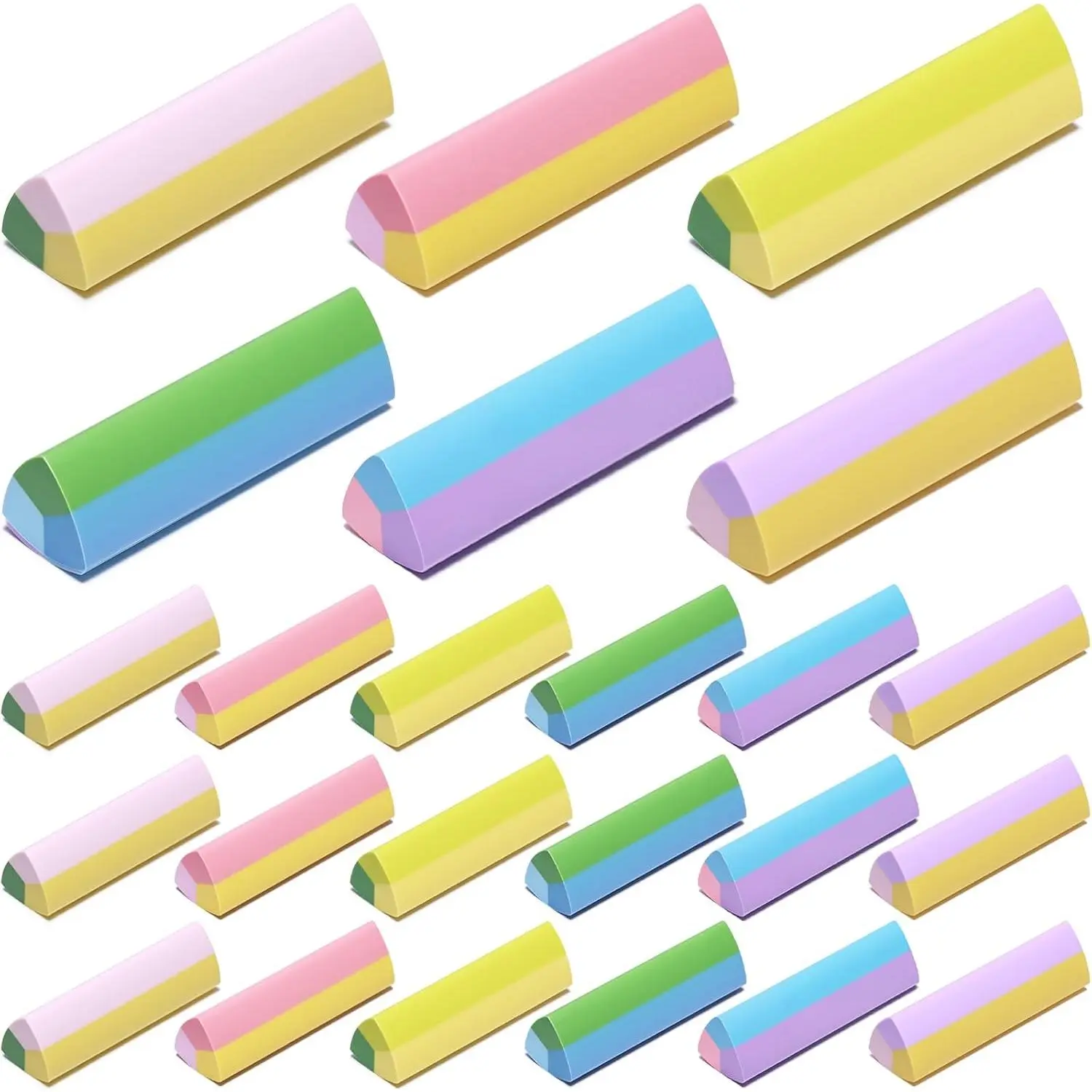 24 count Erasers Bulk for , Cute Erasers for Classroom Colorful Fun Eraser Soft Small Eraser for Students  to School Supplies Party Favor Art Drawing,  Colors (Multicolors)