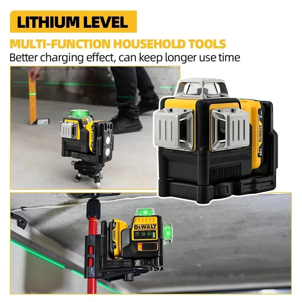 DEWALT DW089LG 12 Lines 3 Sides 360 Degree Vertical 12V Lithium Battery Laser Level with Horizontal Green Meter Outdoor Level Drill Tool Set Lawn Sweeper Impact Wrench Welder Machine