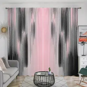 Modern Vertical Streak Gradient Printed Curtains 2 Panels, Multi Color Option Abstract Line Washable Polyester Window Drapes
