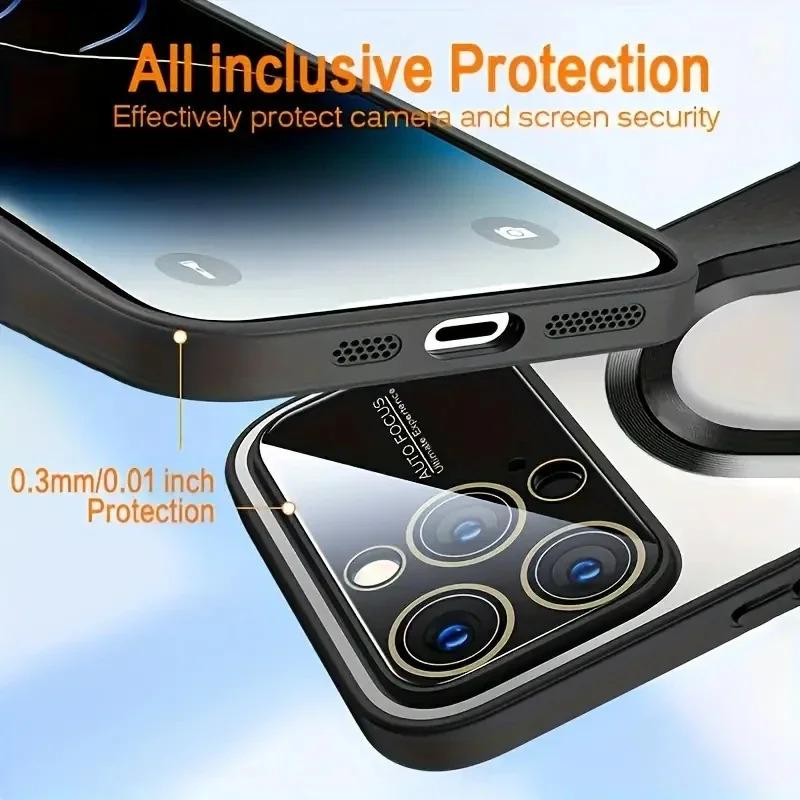 Luxury Matte Magsafe Case For iPhone 17Pro 16 15 14 13 12 ProMax Glass Lens Camera Wireless Charging Protection Cover Protective Smartphone Casing