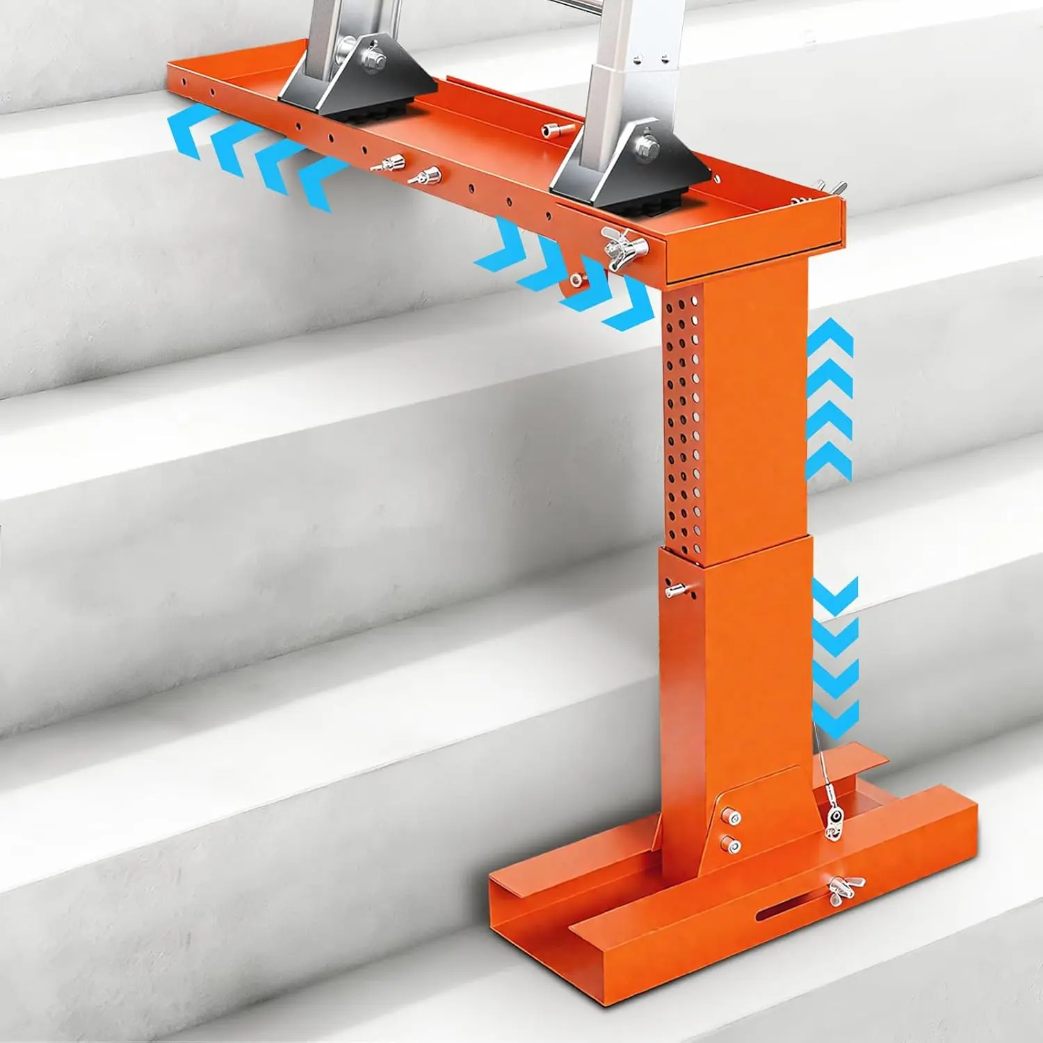 Foldable Ladder Leveler Pro+ for Stair Adjustable 11-18" H & 17-31.5" L Heavy Duty Stabilizer Platform for Telescopic & Straight Ladders, 500LB Capacity Foldable Extension Tool for Uneven Surfaces