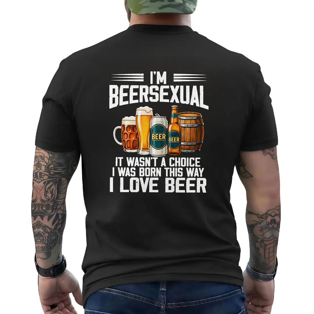 Beersexual I Love Beer Funny Quote Graphic T-Shirt, 100% Soft Cotton Unisex Short Sleeve Tee, Summer Daily Streetwear, Gift for Beer Lovers Men & Women