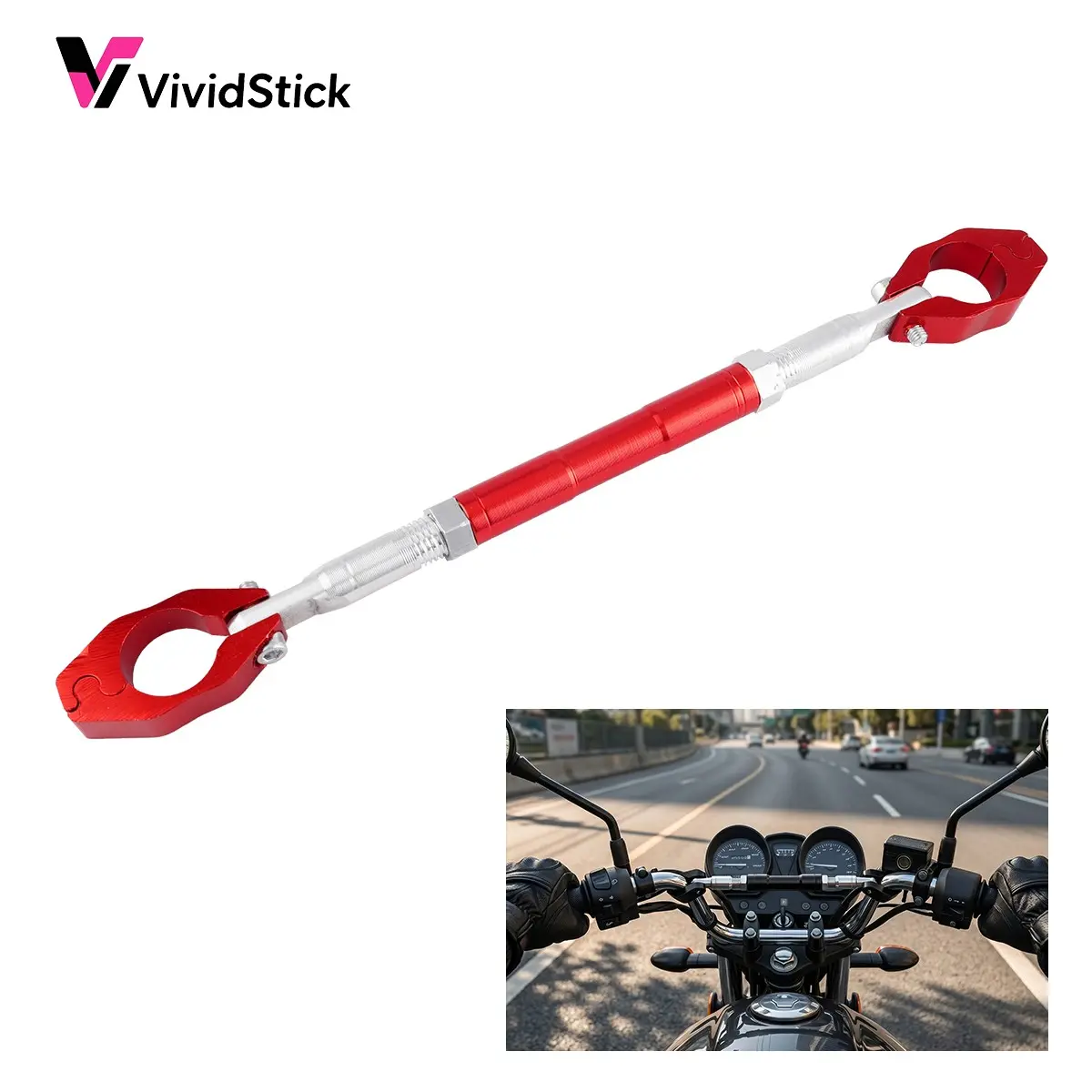 Adjustable Aluminum Motorcycle Handlebar Balance Bar Reinforcement Rod, Universal Replacement Part, 22mm, Durable and Versatile
