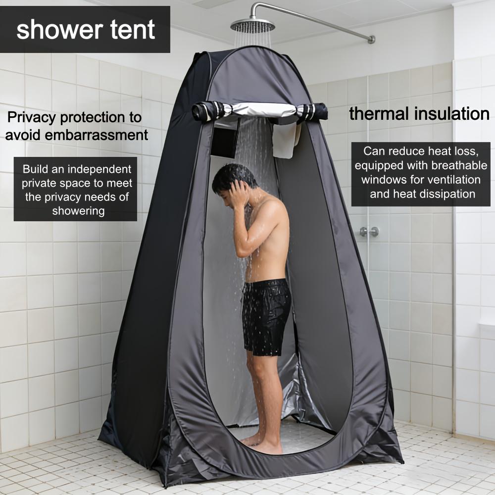 Dark gray portable changing and shower tent, heightened and thickened, easy to fold, suitable for multiple scenarios, quick-open outdoor camping movable toilet private tent