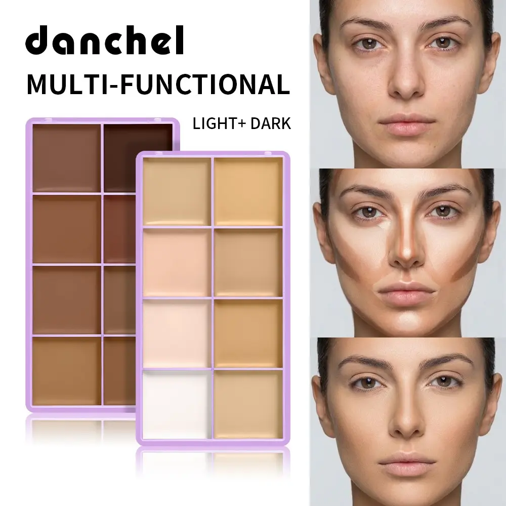 8-Color Concealer Palette, Face Contouring and Color Correction, Covers Blemishes, Acne Marks, Dark Circles, Long-Lasting, Non-Melting, Beginner-Friendly