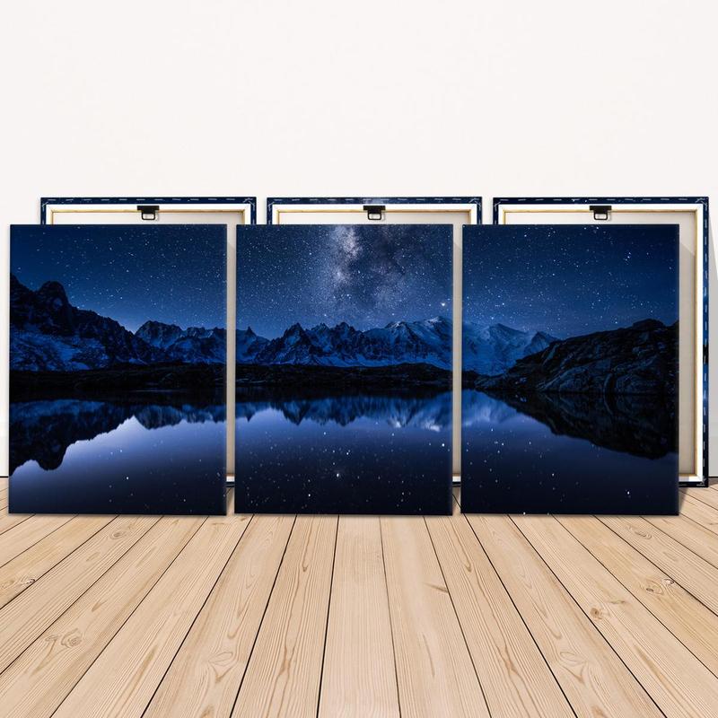 Starry Sky Pattern Wooden Framed Canvas Painting, 3 Counts Modern Art Wall Decor, Wall Art for Home Living Room Bedroom Office Starry Sky Pattern Wooden Framed Canvas Painting, 3 Counts Modern Art Wall Decor, Wall Art for Home Living Room Bedroom Office