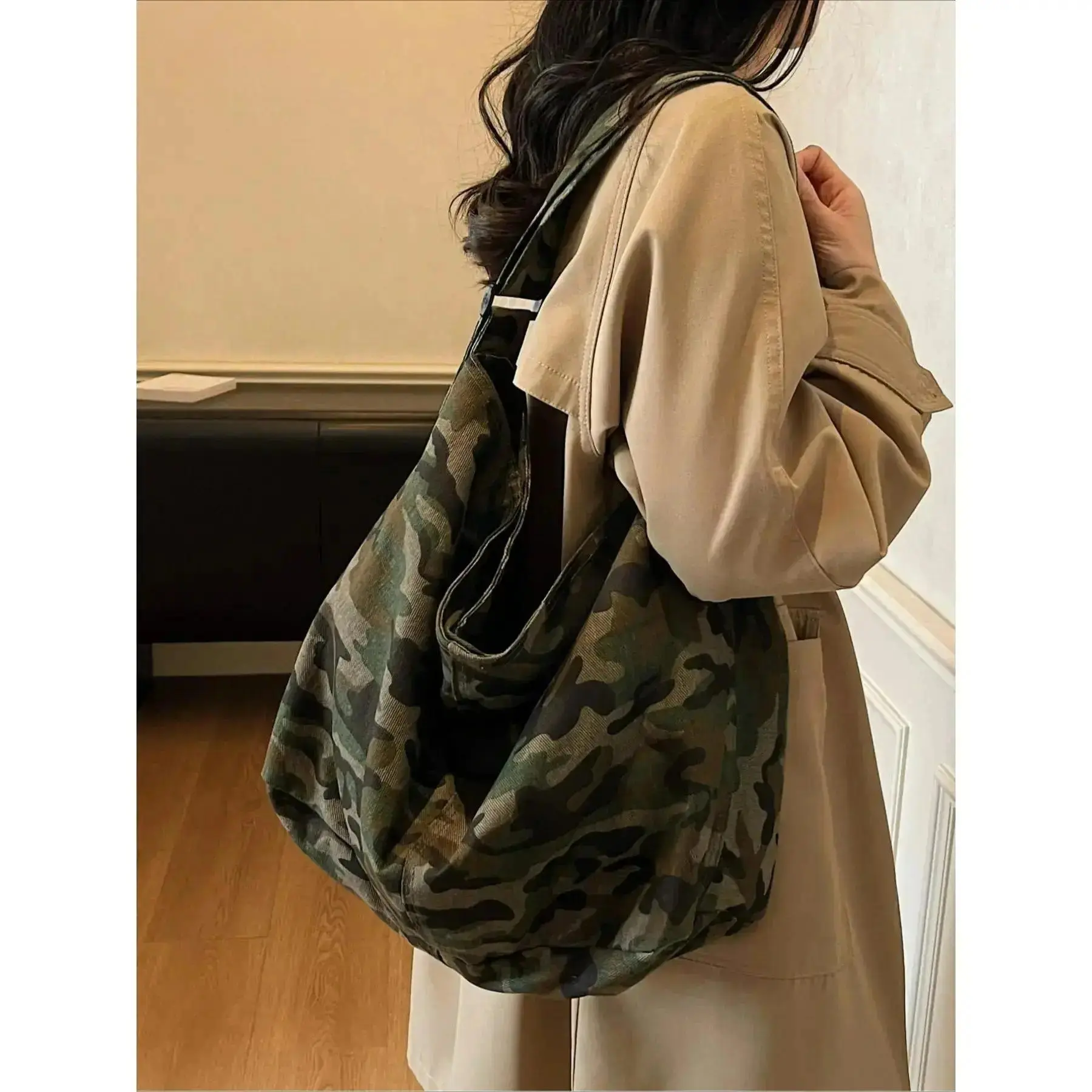 Vintage Camo Canvas Backpack for School, Large Multi-Pocket Daypack for Men & Women, Durable Book Bag for Travel and Work, Backpacks For School