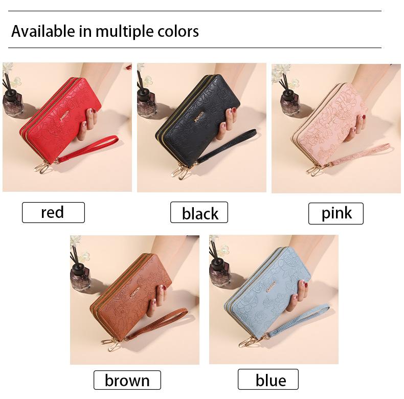 Long Wallet for Women, Large Capacity Zipper Clutch Wallet with Phone Pocket, Stylish Double Layer Wristlet Purse, Lightweight Daily Wallet for Travel, Shopping and Gifts
