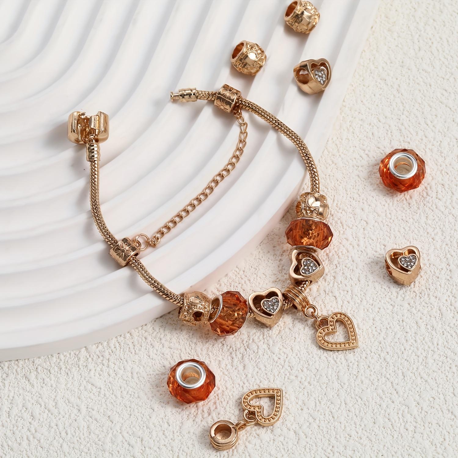 Elegant Adjustable Charm Bracelet For Women, Handmade Beads, Heart Pendant Bracelet, Fashion Jewelry Mother'S Day And Valentine'S Gift