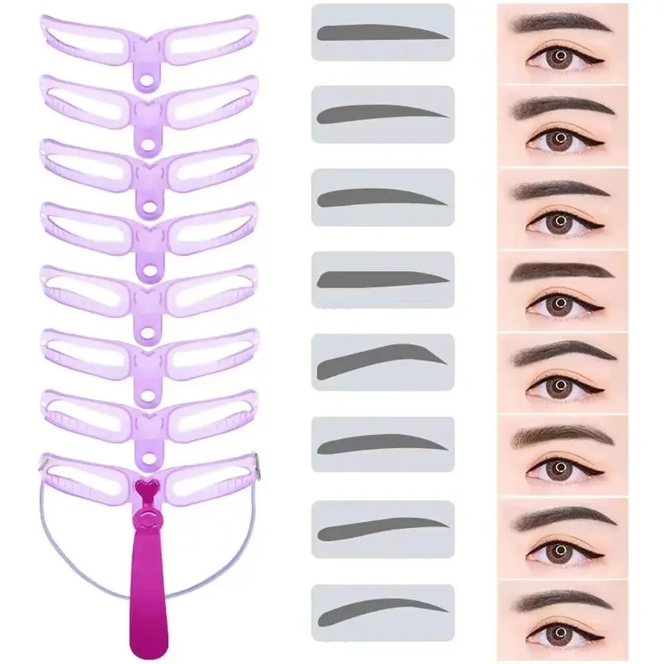 8-Piece Eyebrow Template Tool Set, Multiple Brow Shapes, Precise Drawing, Natural Symmetrical Makeup, Perfect for Daily Use, Cosmetic Tools