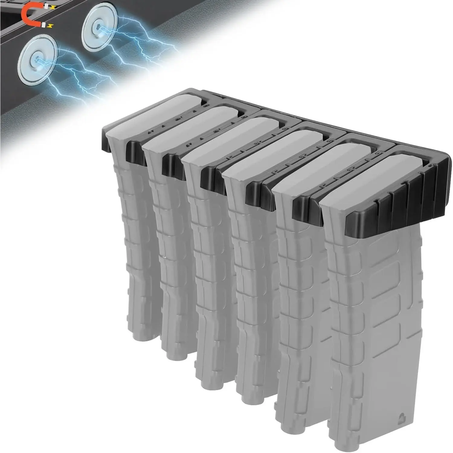 Magnetic AR Magazine Rack Wall Mount, Holds 6 Standard 5.56/.223 Magazines, ABS Wall Display Storage OrganizerGift