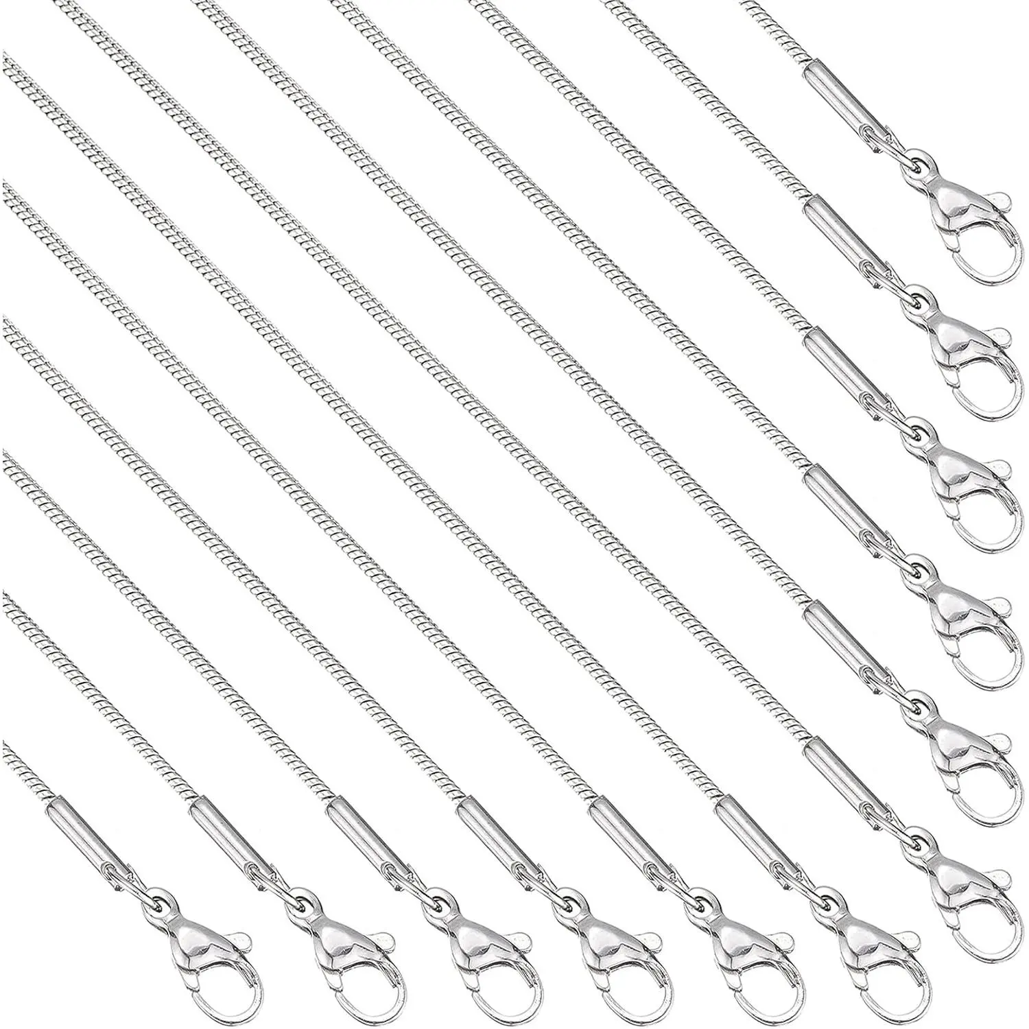 12 Pack Snake Chains Necklace Bulk Adjustable Stainless Steel Necklace Chain for DIY  Making
