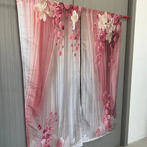 Valentine's Day-Themed Floral, 2-Piece Set, HD Digital Print, Polyester Material, Privacy Protection, Washable Bedroom and Living Room Decor, Curtain for Bedroom
