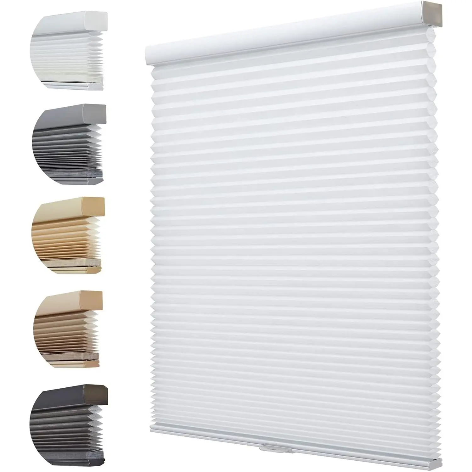 Cordless Honeycomb Cellular Shades for Windows 1.5" Cell Light Filtering Room Darkening Blinds for Home, Sun White, 34" W x 48" H