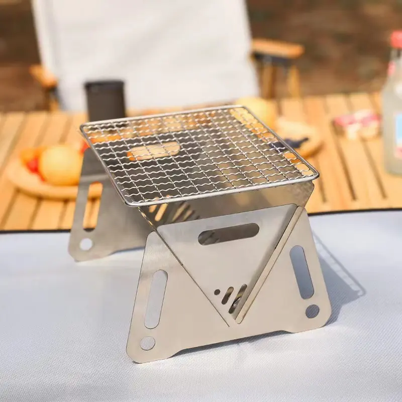 Outdoor Kitchen Ultra-lightweight Foldable Multi-purpose Card-type Firewood Stove Stainless Steel Barbecue Stove Camp Stove Easy to Carry Heating Enclosure