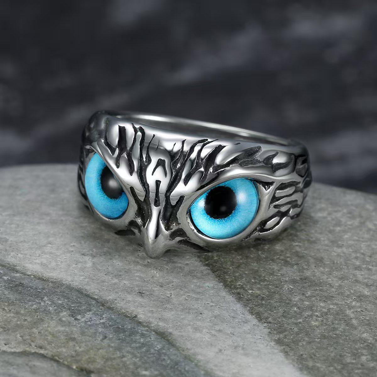 Fashionable Owl Ring, Stainless Steel Ring with Retro Hip-hop Punk Style, Everyday Jewelry, Party and Birthday Gifts