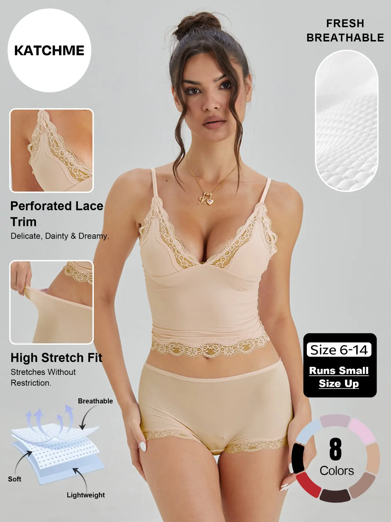 Sexy Lace Deep V Wireless Bra Set, Fashionable Adjustable Spaghetti Strap Top, Comfortable Breathable Undergarment, Stylish Women's Lingerie Underwear, Casual, Underwear Sets, Matching, Piece
