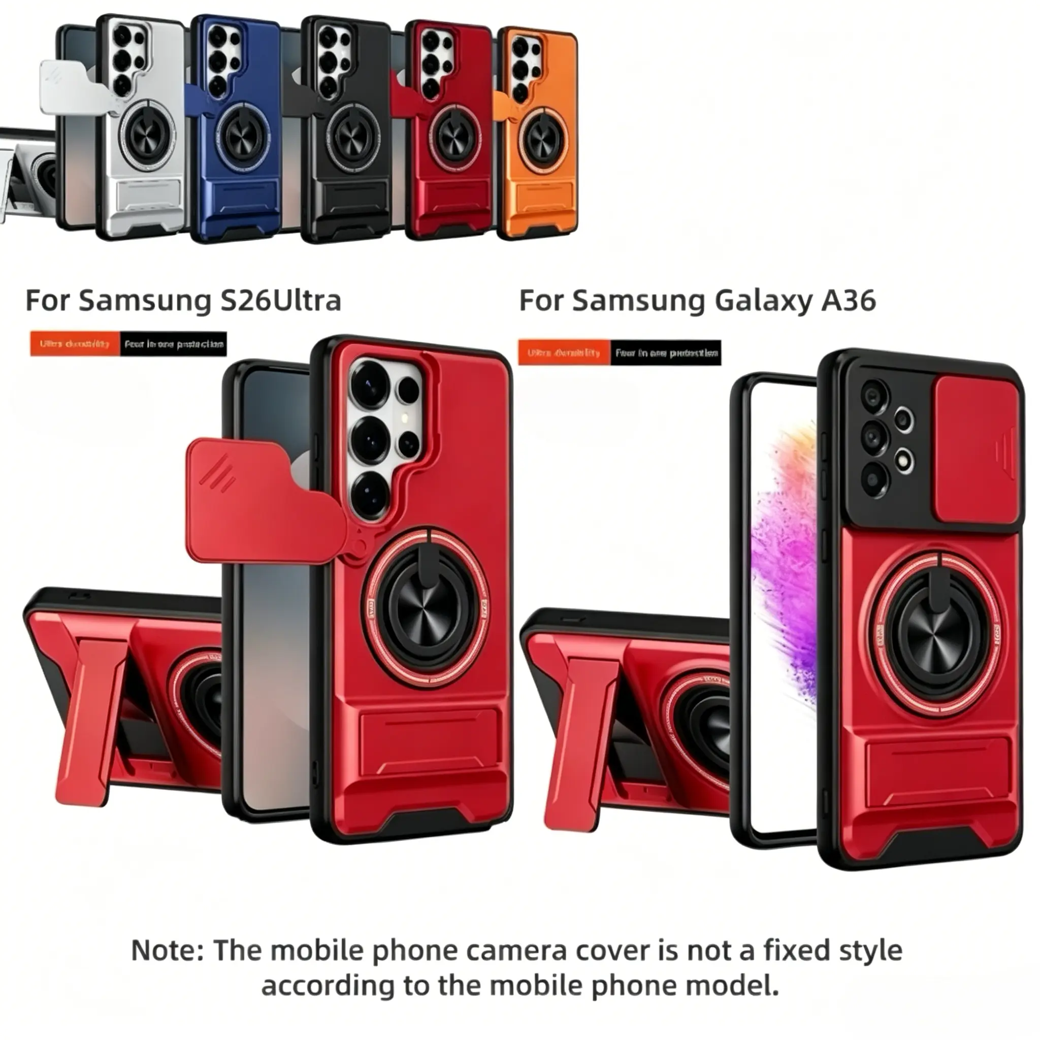 Rotating Ring Phone Case, Compatible with Samsung 25/24/23/22/21 Ultra, High-End Design, Practical Stand Case, TPU+PC Armor Shell, with Camera Protector, Unisex, Military-Grade Protective Case.Two types of mobile phone stand modes