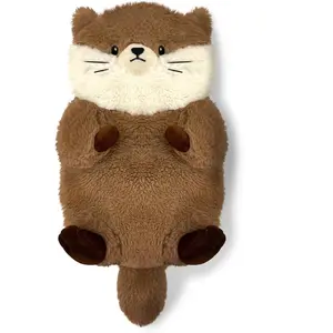 Otter Stone Microwave Heating Pad, 15"x8" Removable Weighted Heated Stuffed Animal, Soft Short Plush Heat Pack for Relief (Selfie Accessory Complement)
