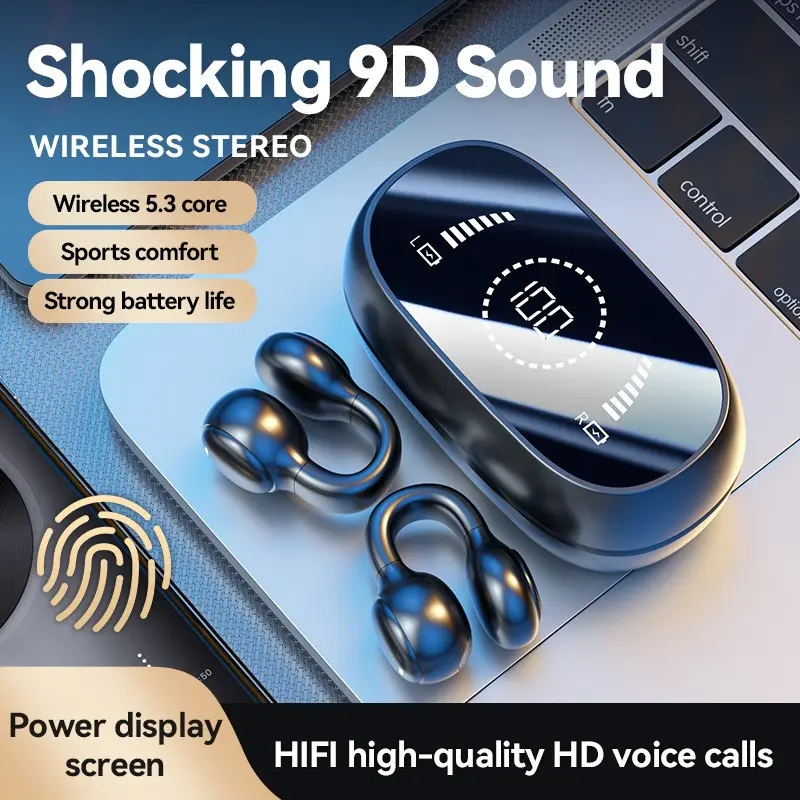 M47 Bluetooth-compatible Earphones, Wireless High-Quality Sound, Long Battery Life, Clip-On Design, Compact Universal Noise-Canceling Headphones