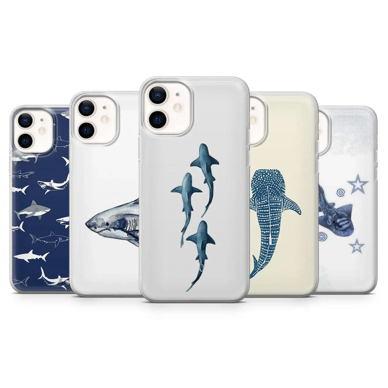 Ocean Shark Phone Case Compatible with iPhone 17 Air 16 Pro Max 15 Plus 14 13, Cool Marine Aesthetic Protective Cover, Cute Underwater Sea Life Art Phone Shell Gift