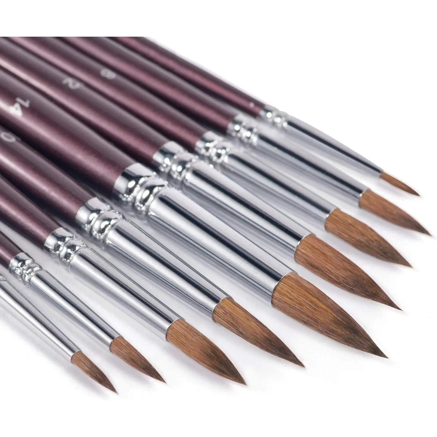 Sable Watercolor Brushes, 9pcs Detail to Mop Sable Brushes Round Pointed Professional Water Color Brushes Perfect for Watercolor Gouache Acrylic Ink Painting