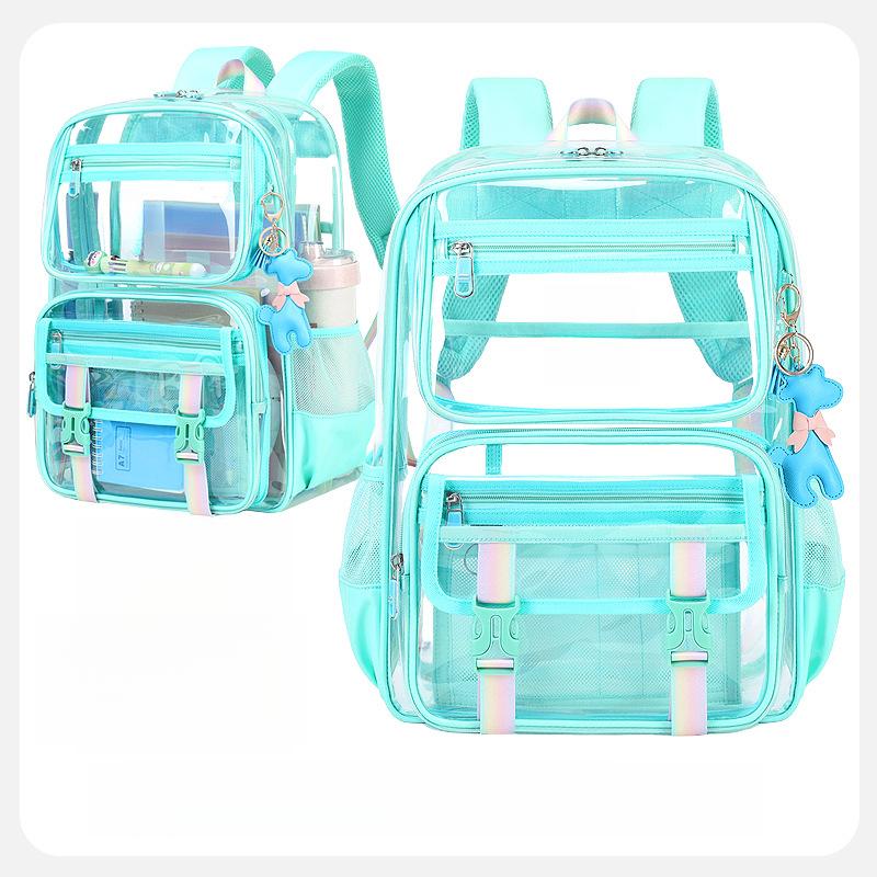Clear Backpack, Heavy Duty Transparent Bookbag Girls Women, Stadium Approved See Through Backpack with Lunch Box