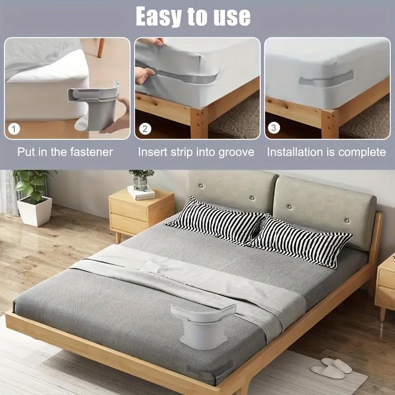 4 Packs Durable PP Plastic Corner Bedsheet Holders with Adjustable Clips, Secure Grip for All Mattress Sizes, Compact Design Prevents Wrinkles & Bulk Under Bedding, White/Gray, Bed Accessories, Wrinkle Prevention