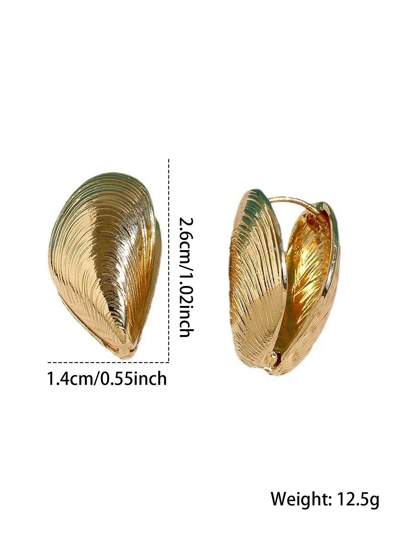 Vintage Creative Shell Design Hoop Earrings, Fashionable Jewelry for Women, Trendy All-match & Exquisite Jewelry for Birthday Gift, High quality earrings