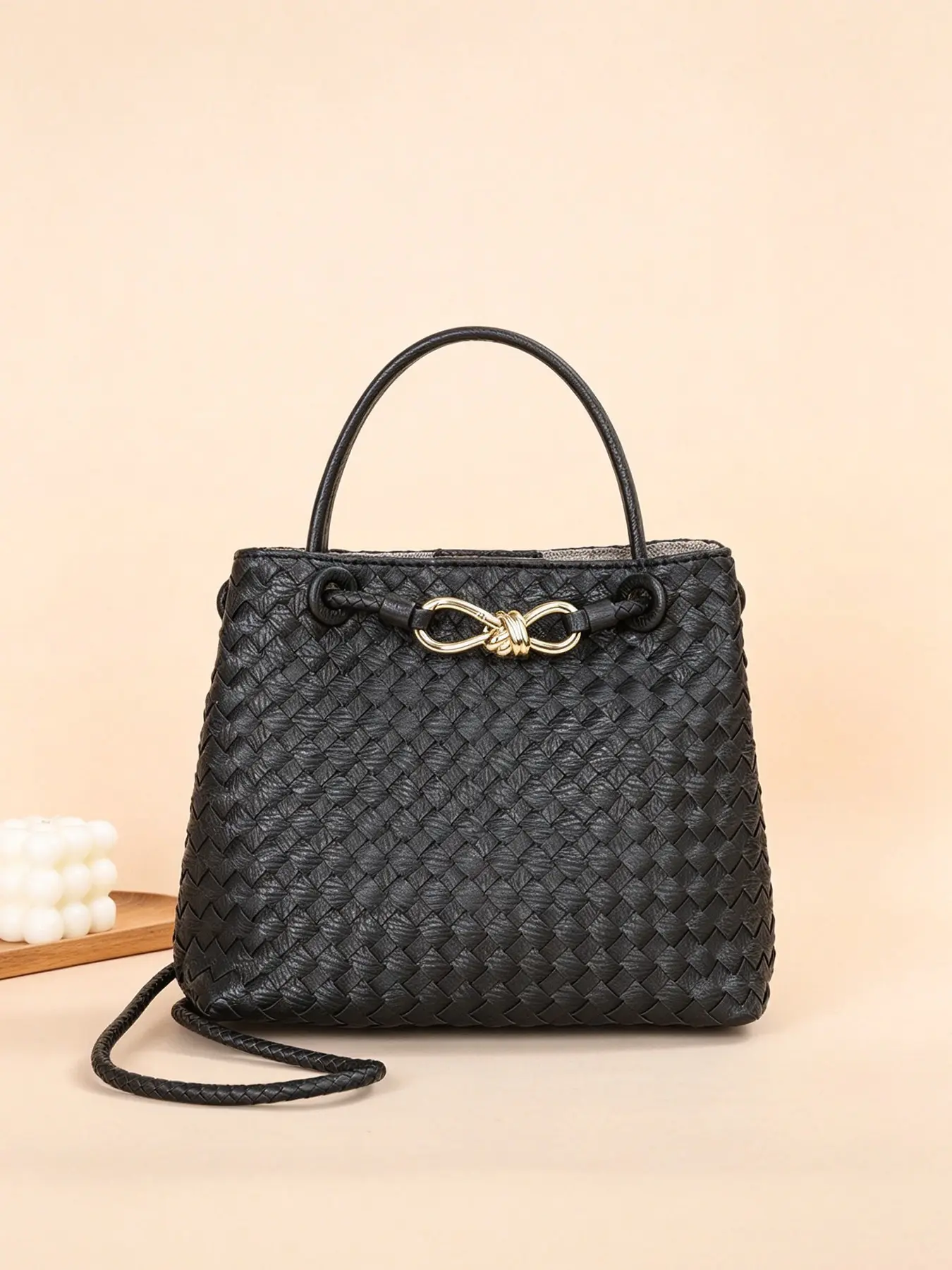 Women's Handwoven Leather Crossbody Fashion Bag, High-End Large Capacity, Simple Design, Manual Weaving, Elegant Shoulder & Crossbody Purse