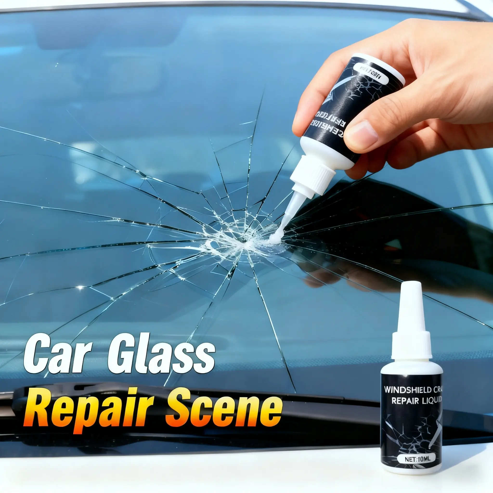 Windshield Crack Repair Kit, Cracked Windshield Repair Kit - Quick Fix for Chips & Cracks, No-Grind Edge Repair Fluid, DIY Auto Glass Repair Tool, ABS Material, Restores Clarity & Smooth Finish, Car Window Repair