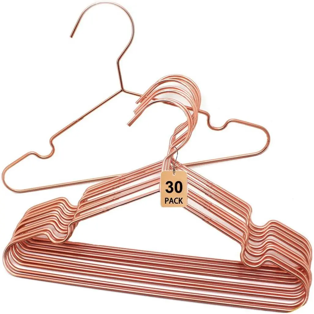 Rose  Metal Wire    Hangers,30 Pack Non Slip   Clothes Hangers,12.5" Heavy Duty Space Saving Display Storage Shirt Coat Slacks Hangers