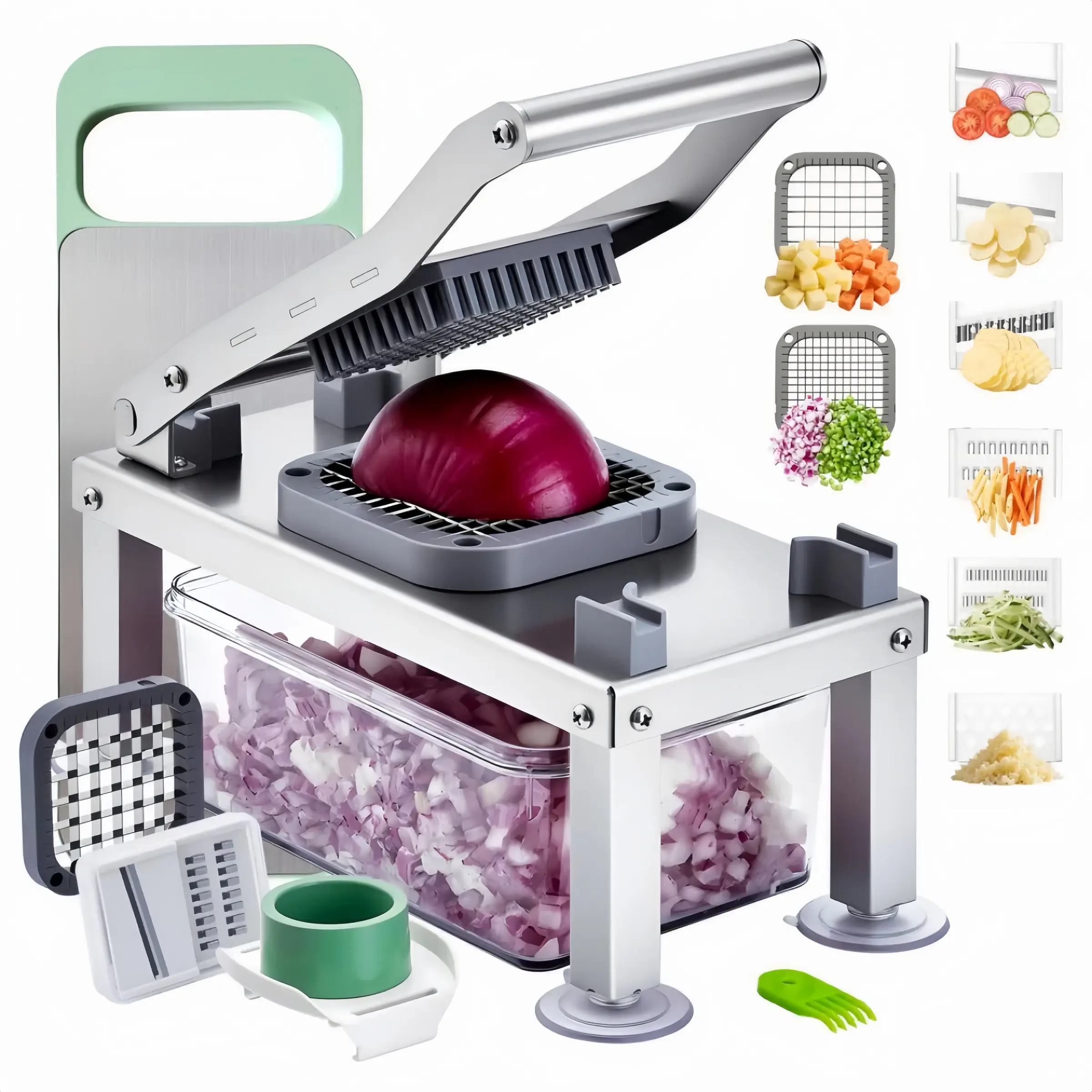 8-In-1 Vegetable Slicer Set, Multi-Functional Food Chopper, Dicing, Slicing, Grating, Shredding, Stainless Steel Blades, Kitchen Essential Tool, Vegetable Cutting Slicer