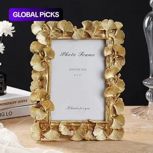 Resin Ginkgo Leaf Frame Detailed Frame Decorative Photo Frame, Decoration Items, Home Office Frame, Aesthetic Room Decoration, Home Desk Decoration, Family Picture Display Frame, Suitable for Living Room Bedroom Study #GLOBAL PICKS