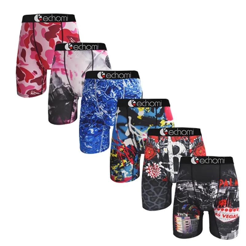 Men's Breathable Printed Boxer Briefs 3Pcs/6Pcs, Sexy Stretch Trunks Plus Size Underwear, Travel & Camping Essentials