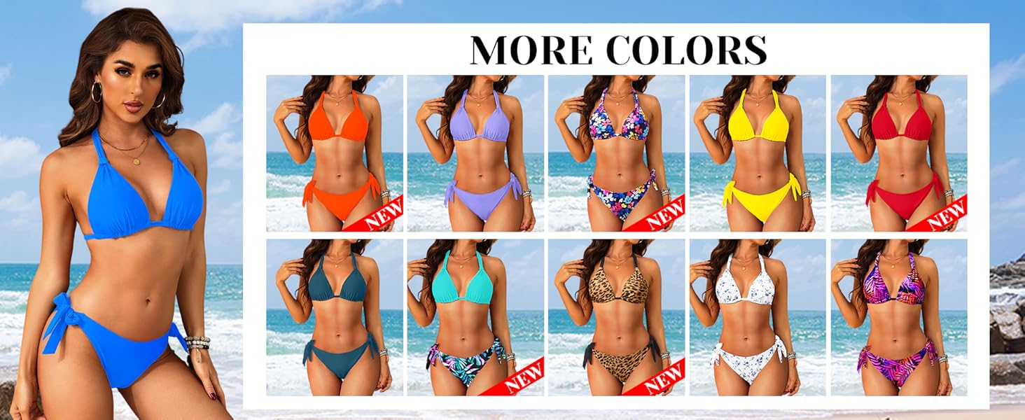 Women Halter Bikini Set - Two Piece Triangle Swimsuit Tie Bathing Suit 2025 Cute Swimwear