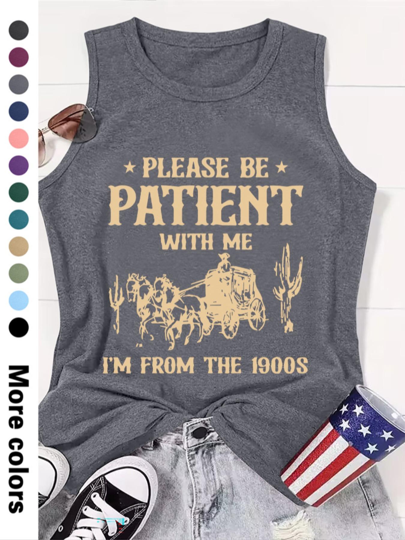 Women's Letter Print Round Neck Tank Top, Casual Sleeveless Crew Neck Top for Daily Wear, Ladies Clothes for All Seasons