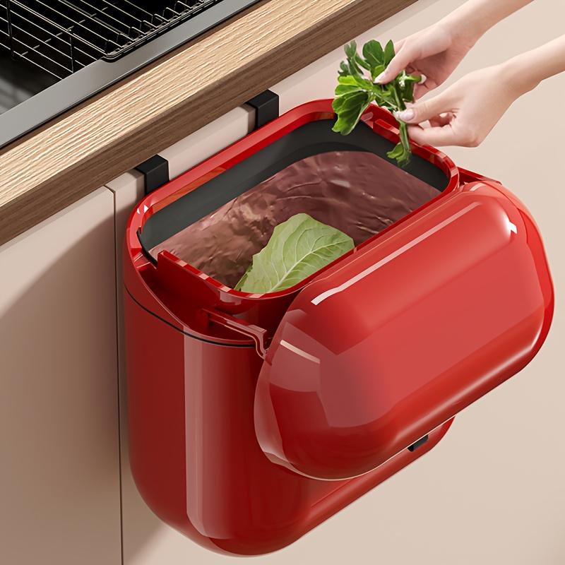 Wall Mounted Trash Can with Dual Lid - Under Sink Hanging Bin, Odor-Control Kitchen Waste Basket, Easy Install, Cute Design