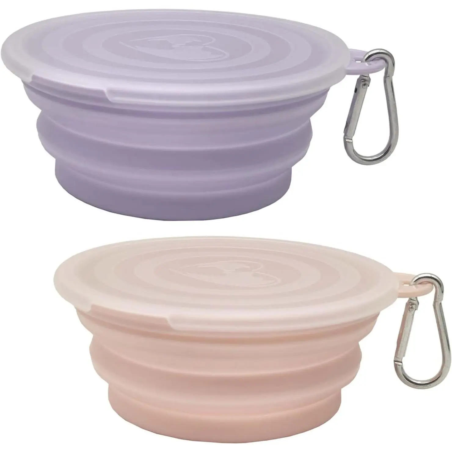 Small Collapsible  Bowl 12oz,2 Pack Portable and Foldable  Travel Bowls with 2 Carabiners &  for Dogs Cats and Small  (Macaron +, 350ml)