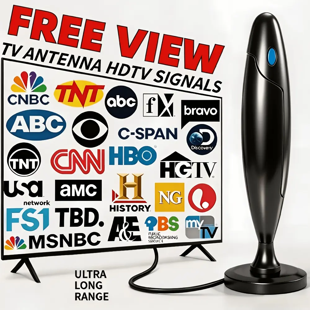 2026 Intelligent IC Enhanced Upgrade Version, Long-distance 4K High Definition Indoor TV Antenna UHF/VHF Dual-band Reception, Compatible with All TV Models, Installation-free Plug and Play, Exclusive Upgrade Version