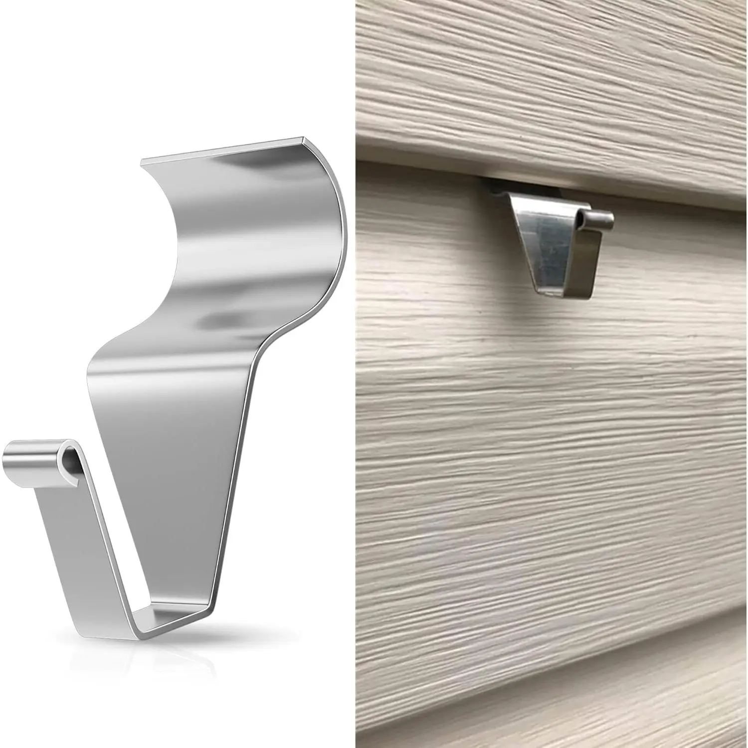 4-Pack Stainless Steel Vinyl Siding Hooks, No-Hole No-Damage Clips Hangers for Outdoor String Lights, Patio Decoration