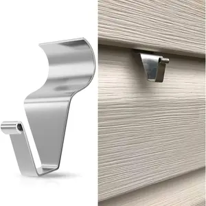 Vinyl Siding Hooks (4-Pack), Stainless Steel No Hole No Damage Siding Clips Hangers for Hanging Outdoor, Hooks for Outdoor String Lights, Patio Decor, Front Porch Decor, Wreath Decor