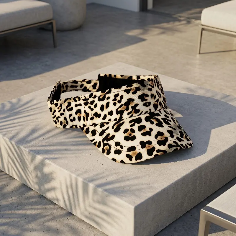 Unisex Leopard Print Stylish Visor Hat, Elastane-Polyester Blend, Adjustable Versatile Commute Accessory, Face-Flattering Basic Look, Ideal for Spring/Summer Parties & Cycling, Daily