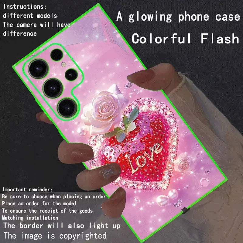 New LED Smartphone Case with Luminous Glowing Border, Compatible with Galaxy S26 Ultra to A15 5g, Fashionable Protective Cover, Unique Design, Daily Use, Phone Shell