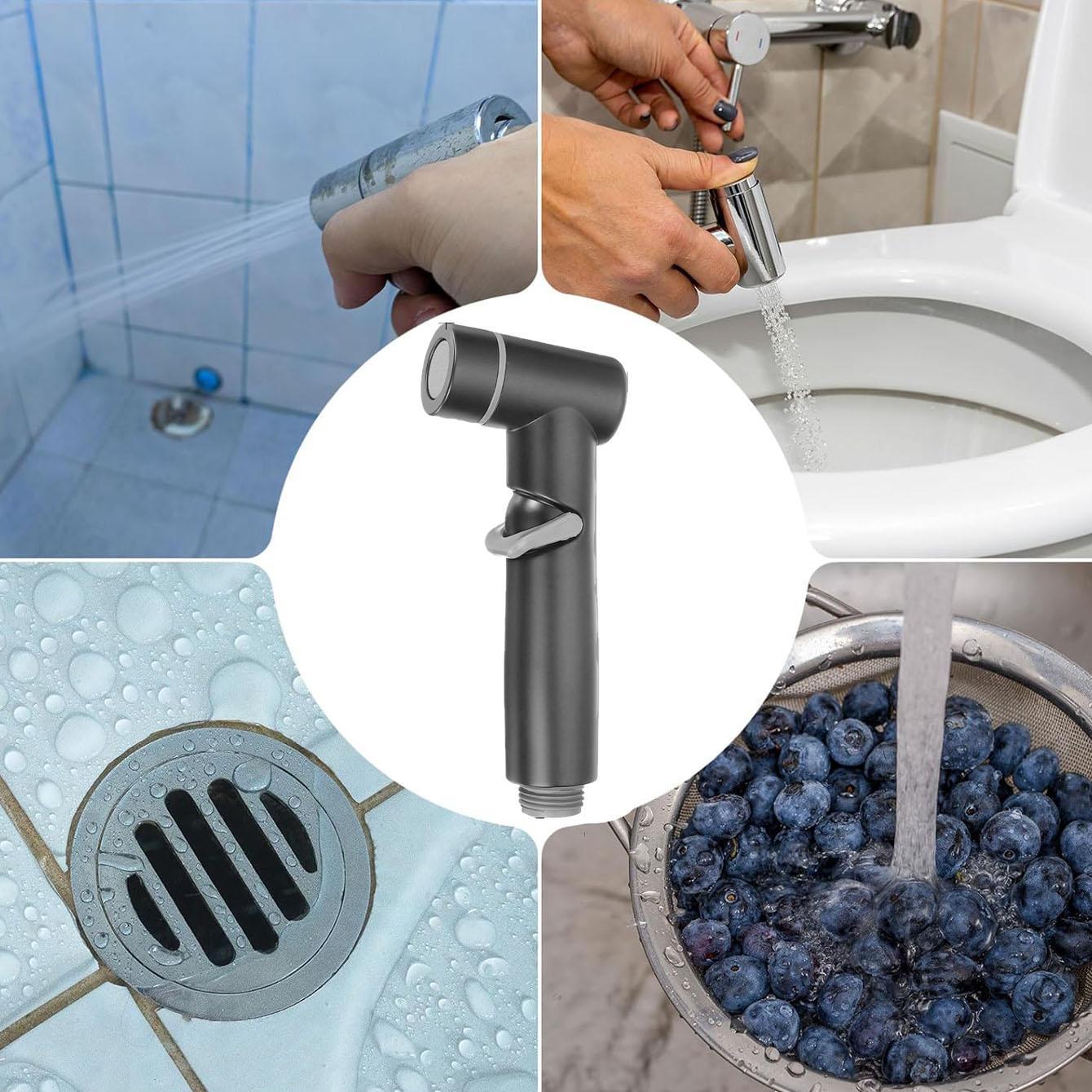 Handheld Shower Head Set, Including Handheld Shower Head & Bracket & Hose, Multi-functional Kitchen & Toilet Washing Spray for Easy Cleaning